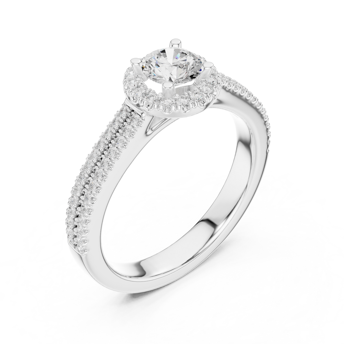 Designer Halo Diamond Ring with Double Shank