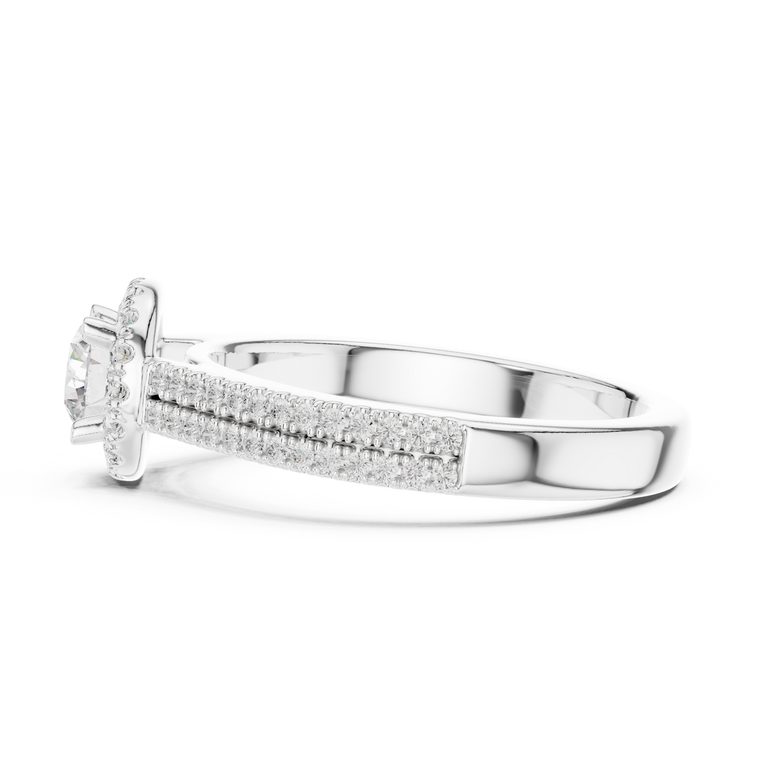 Designer Halo Diamond Ring with Double Shank