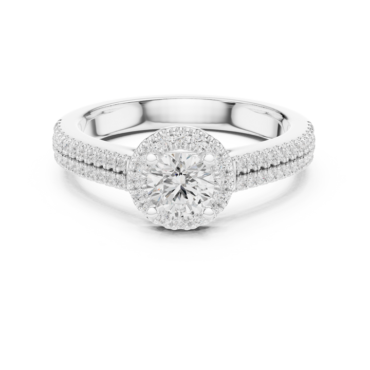 Designer Halo Diamond Ring with Double Shank