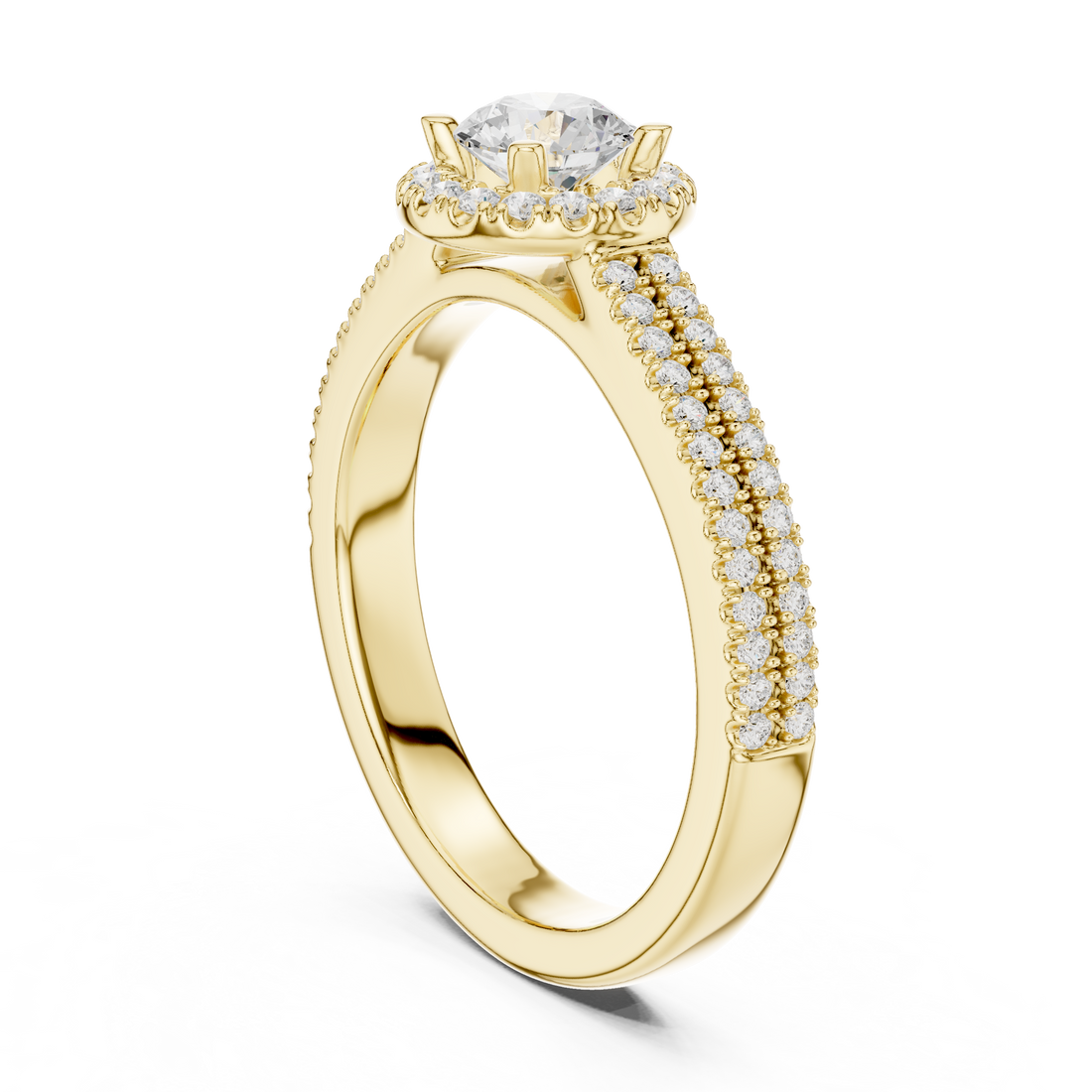 Designer Halo Diamond Ring with Double Shank