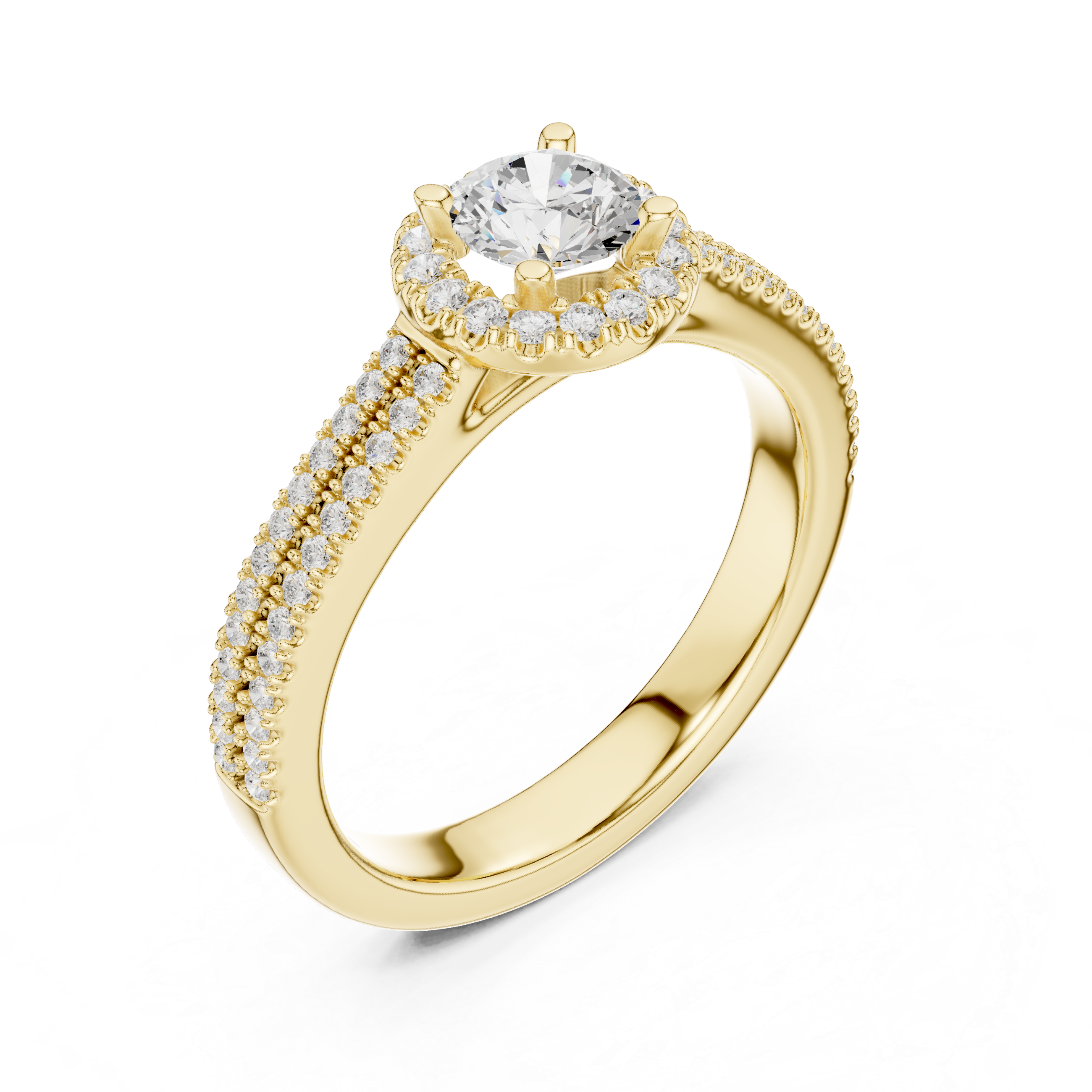 Designer Halo Diamond Ring with Double Shank