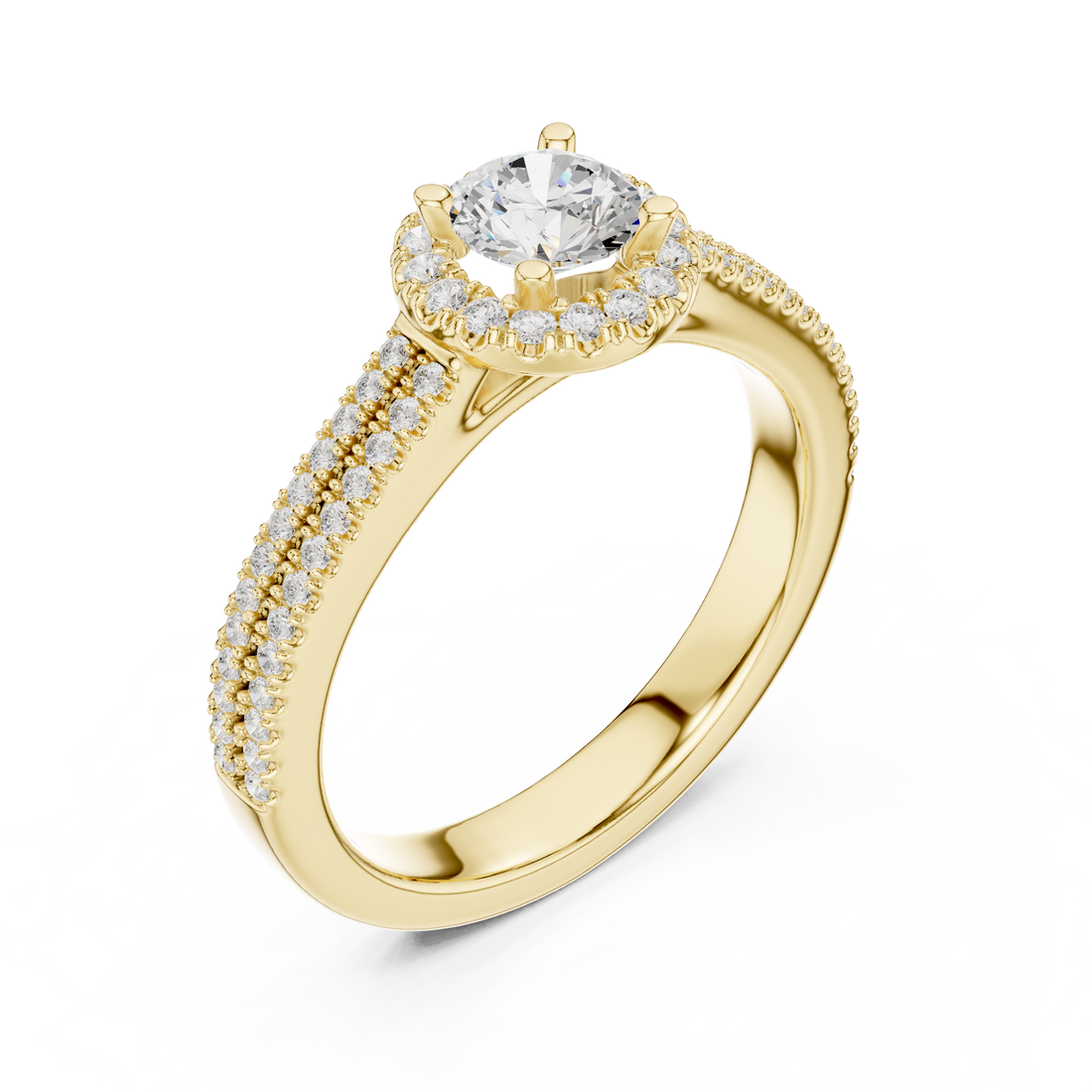 Designer Halo Diamond Ring with Double Shank