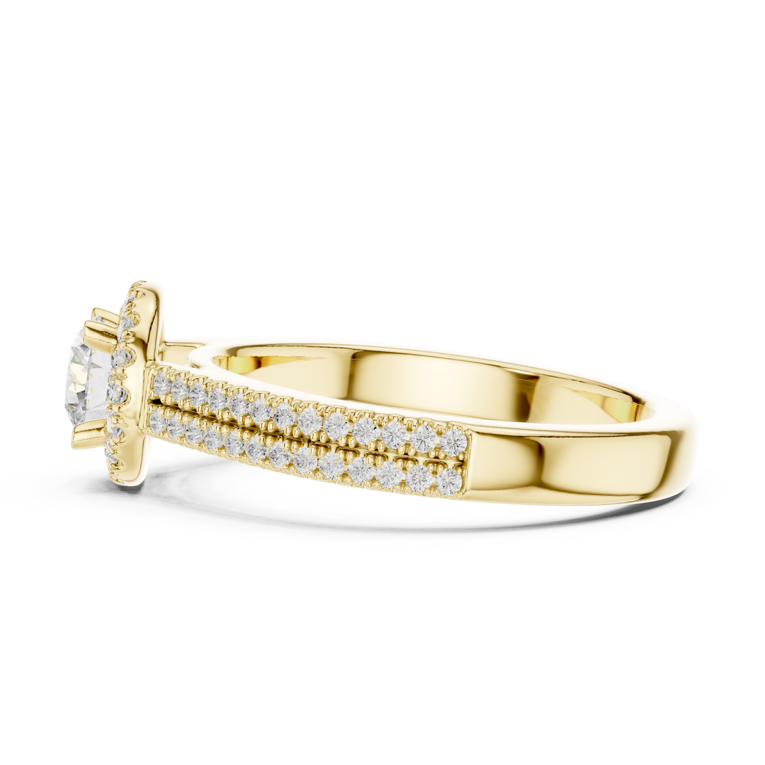 Designer Halo Diamond Ring with Double Shank
