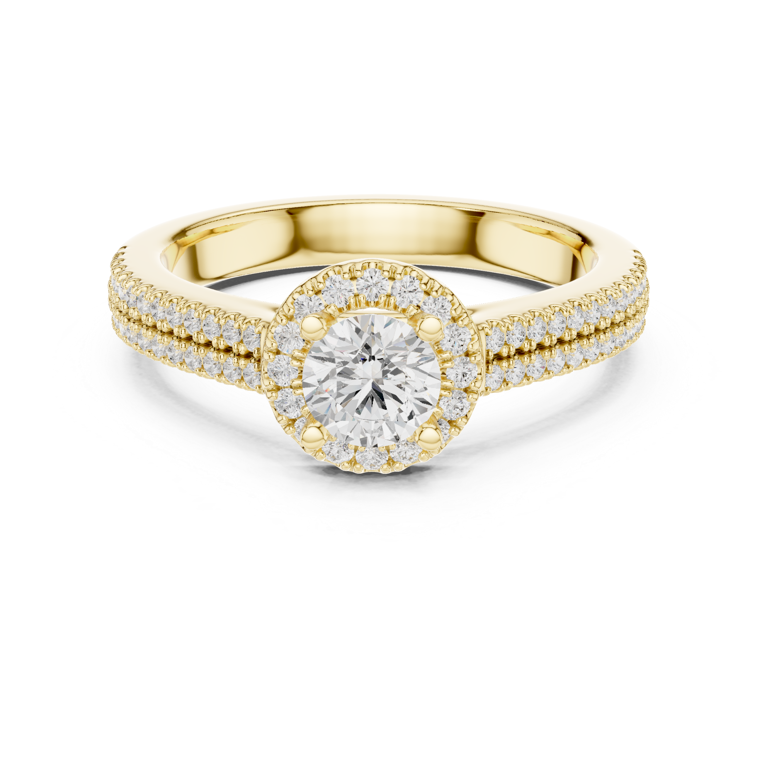Designer Halo Diamond Ring with Double Shank