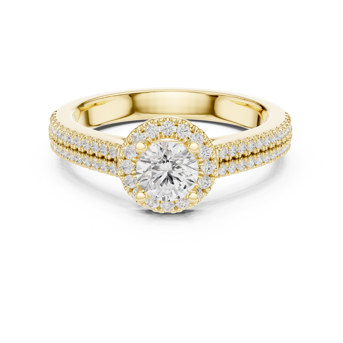 Designer Halo Diamond Ring with Double Shank