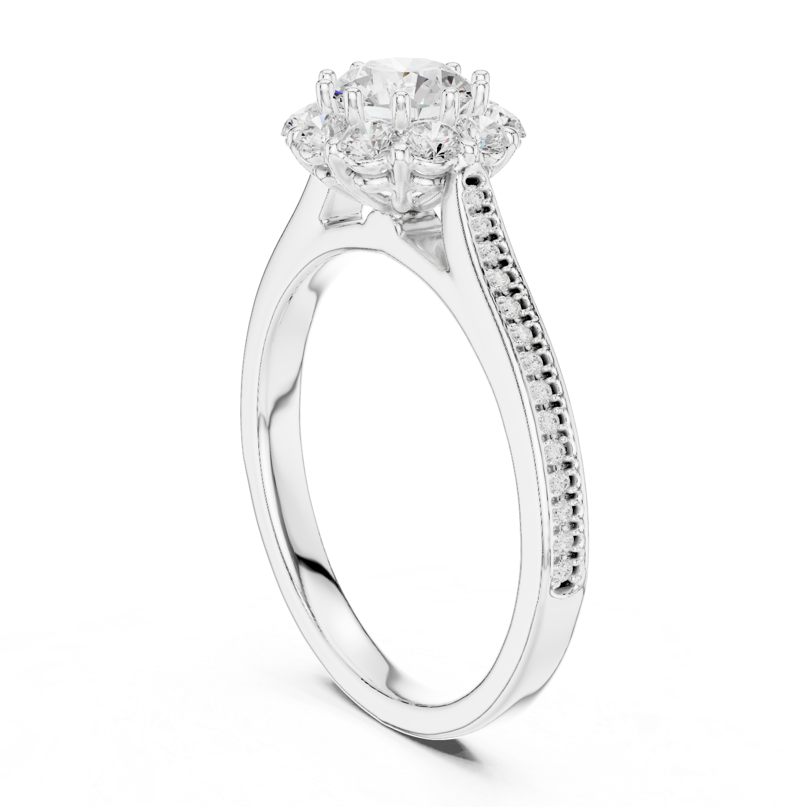 Delicate Rose Gold Halo Ring with Brilliant Round Center