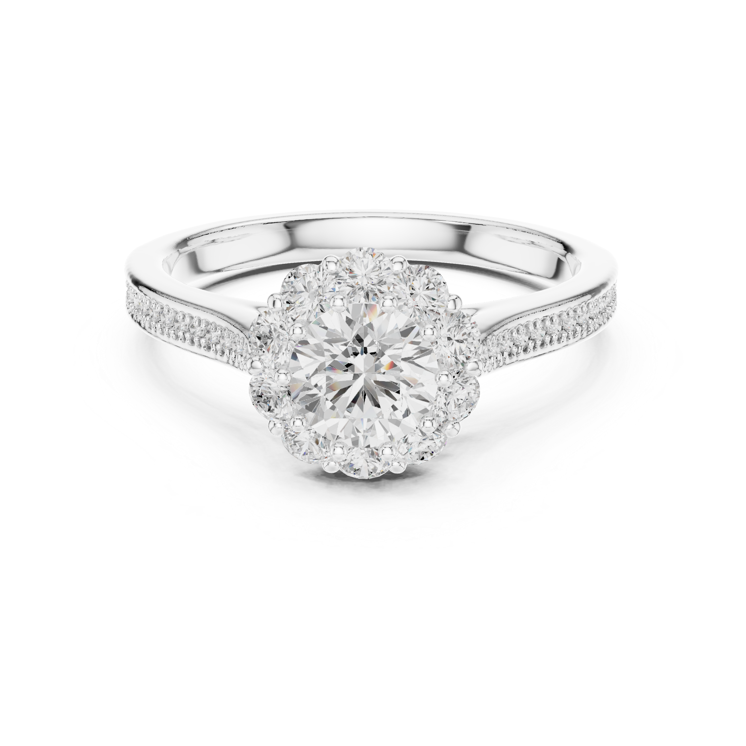 Delicate Rose Gold Halo Ring with Brilliant Round Center