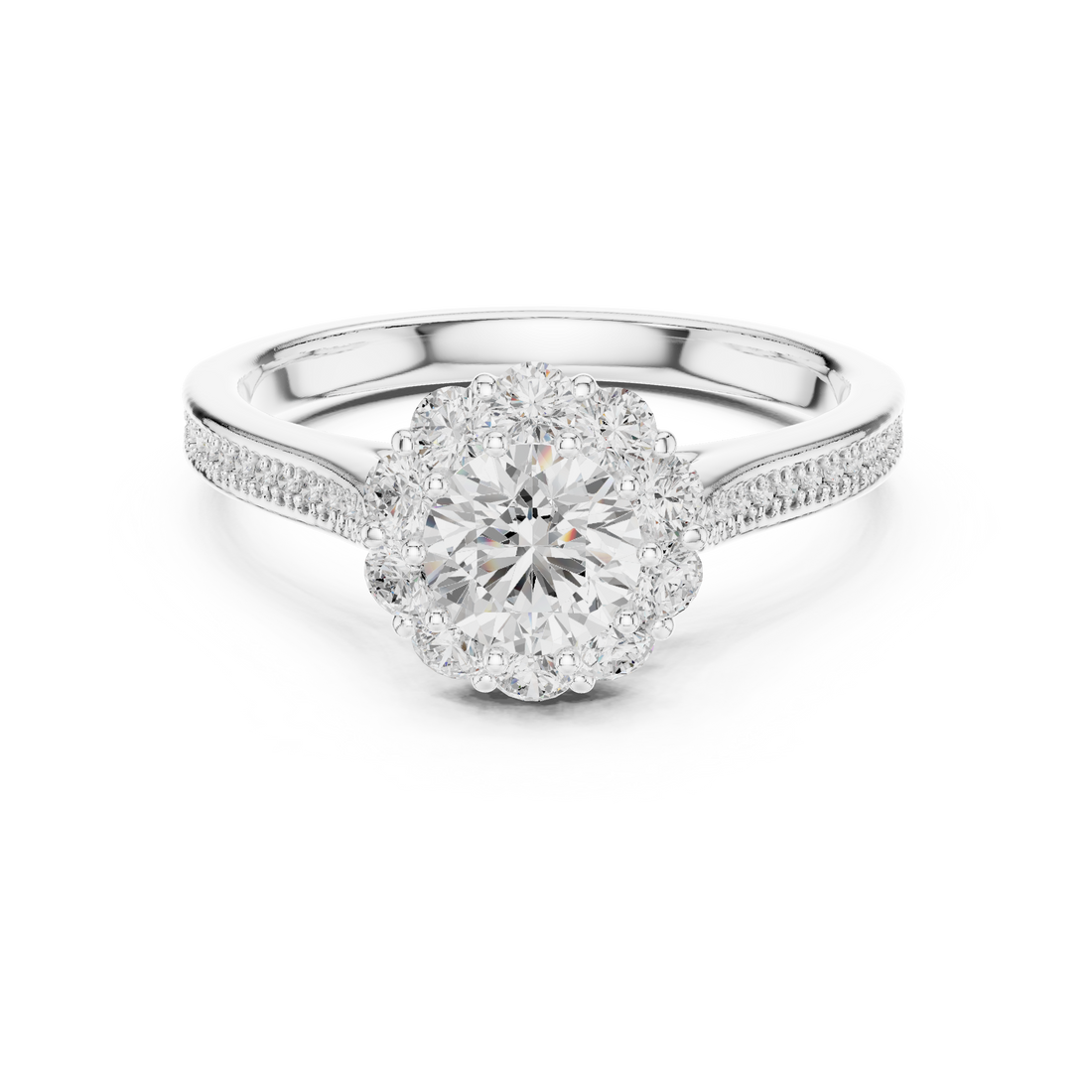 Delicate Rose Gold Halo Ring with Brilliant Round Center