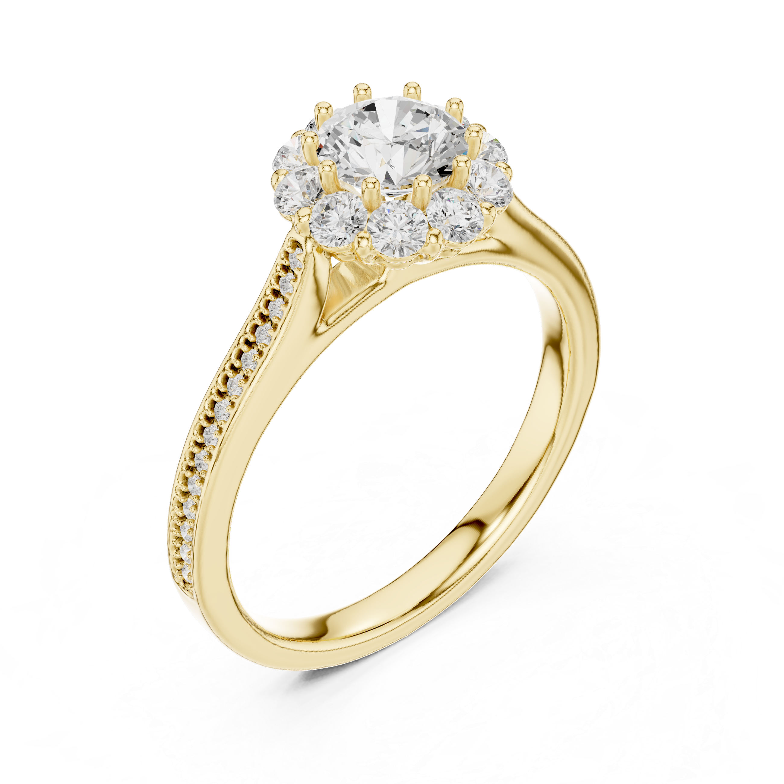 Delicate Rose Gold Halo Ring with Brilliant Round Center