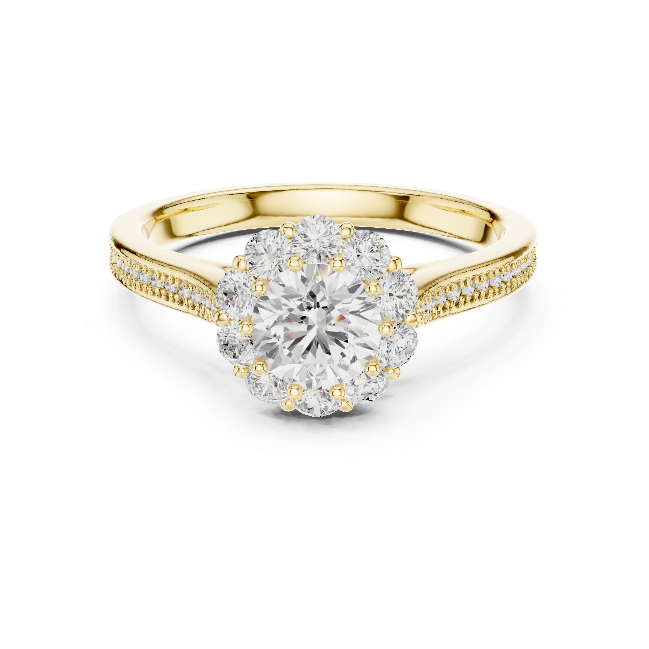 Delicate Rose Gold Halo Ring with Brilliant Round Center