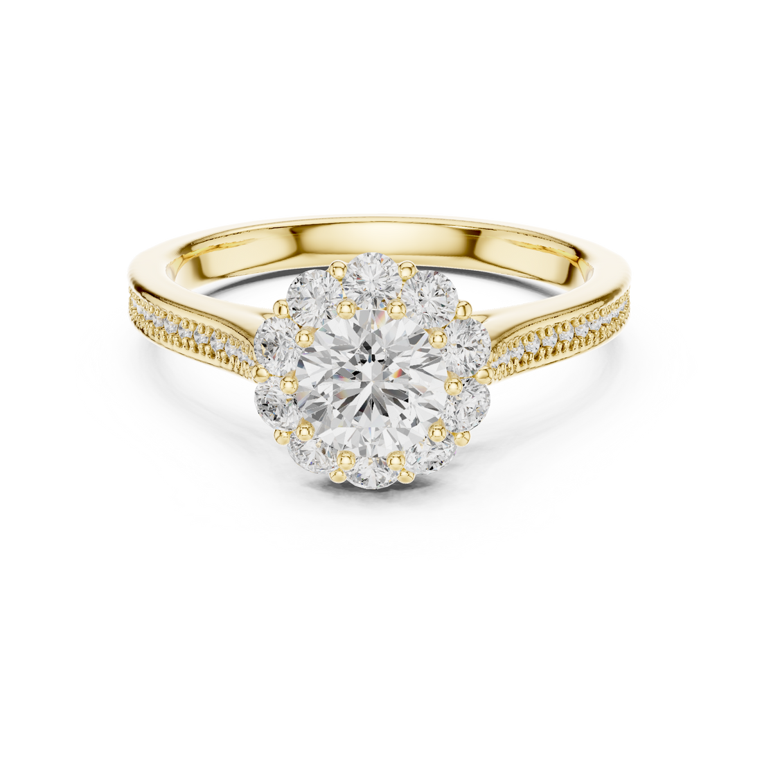 Delicate Rose Gold Halo Ring with Brilliant Round Center