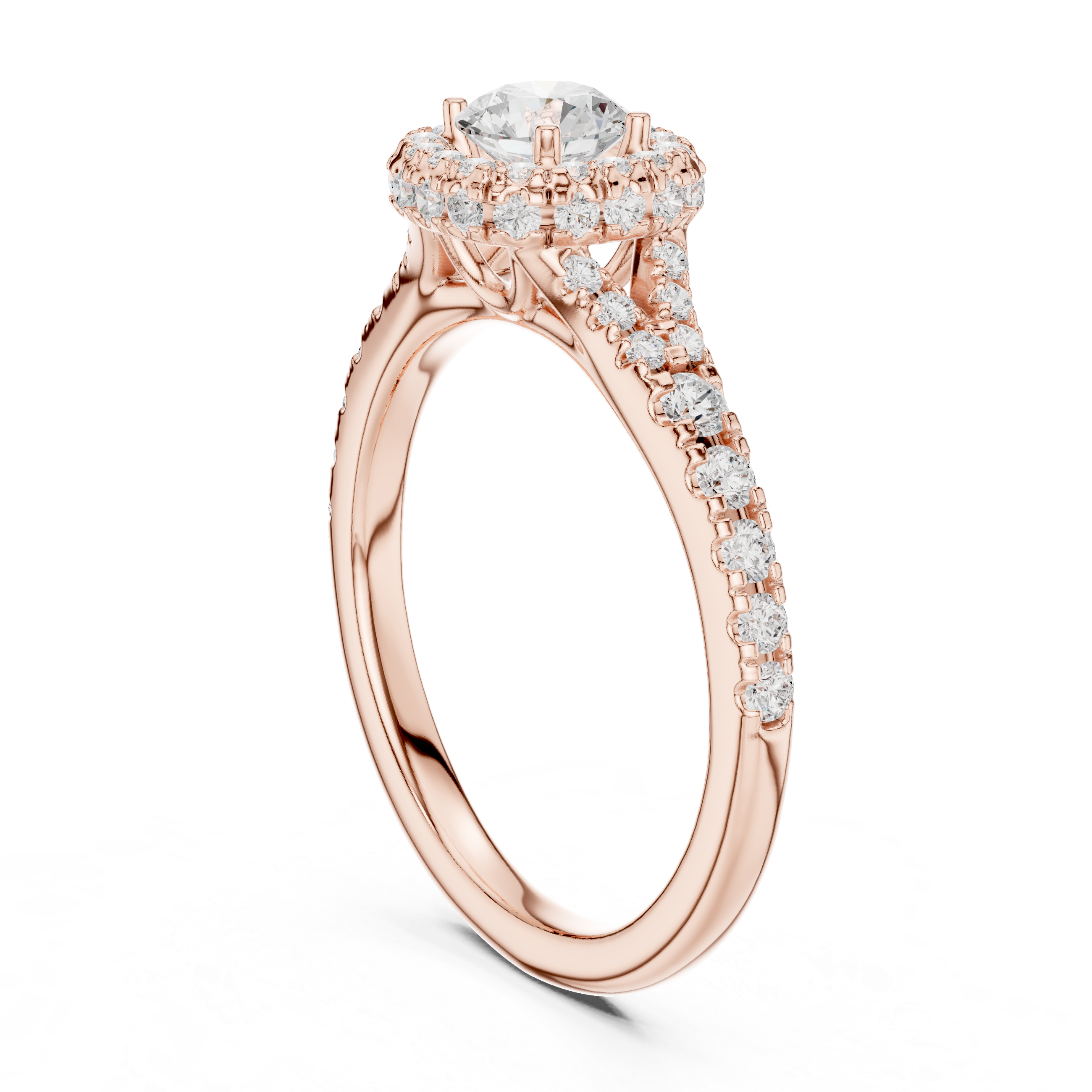Vintage-Inspired Hidden Halo Diamond Ring with Pave Setting