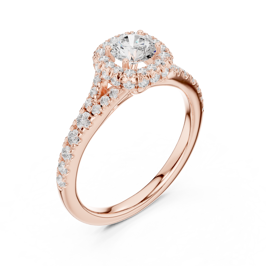 Vintage-Inspired Hidden Halo Diamond Ring with Pave Setting