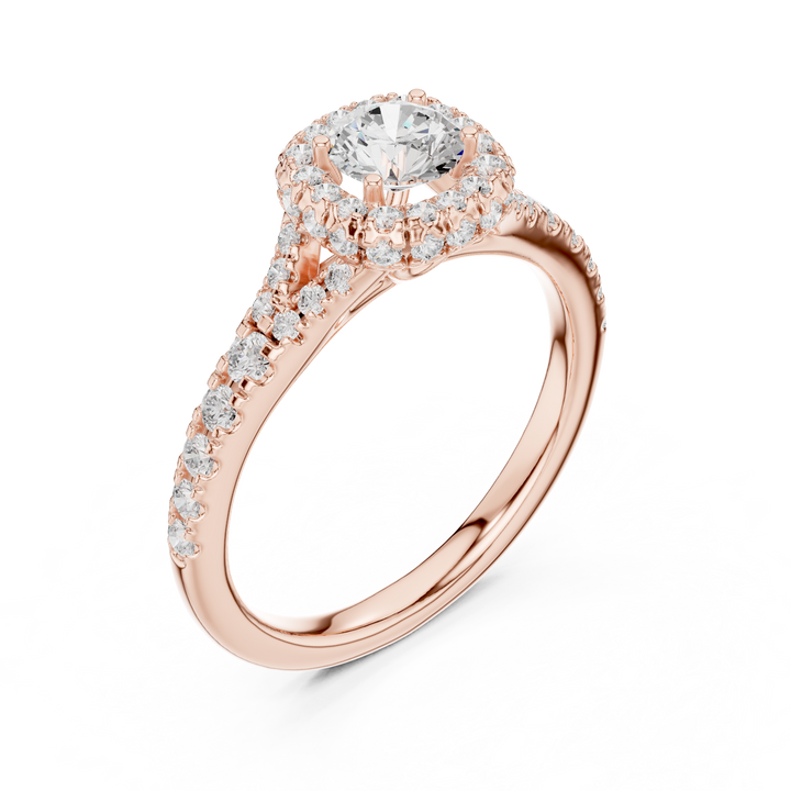 Vintage-Inspired Hidden Halo Diamond Ring with Pave Setting