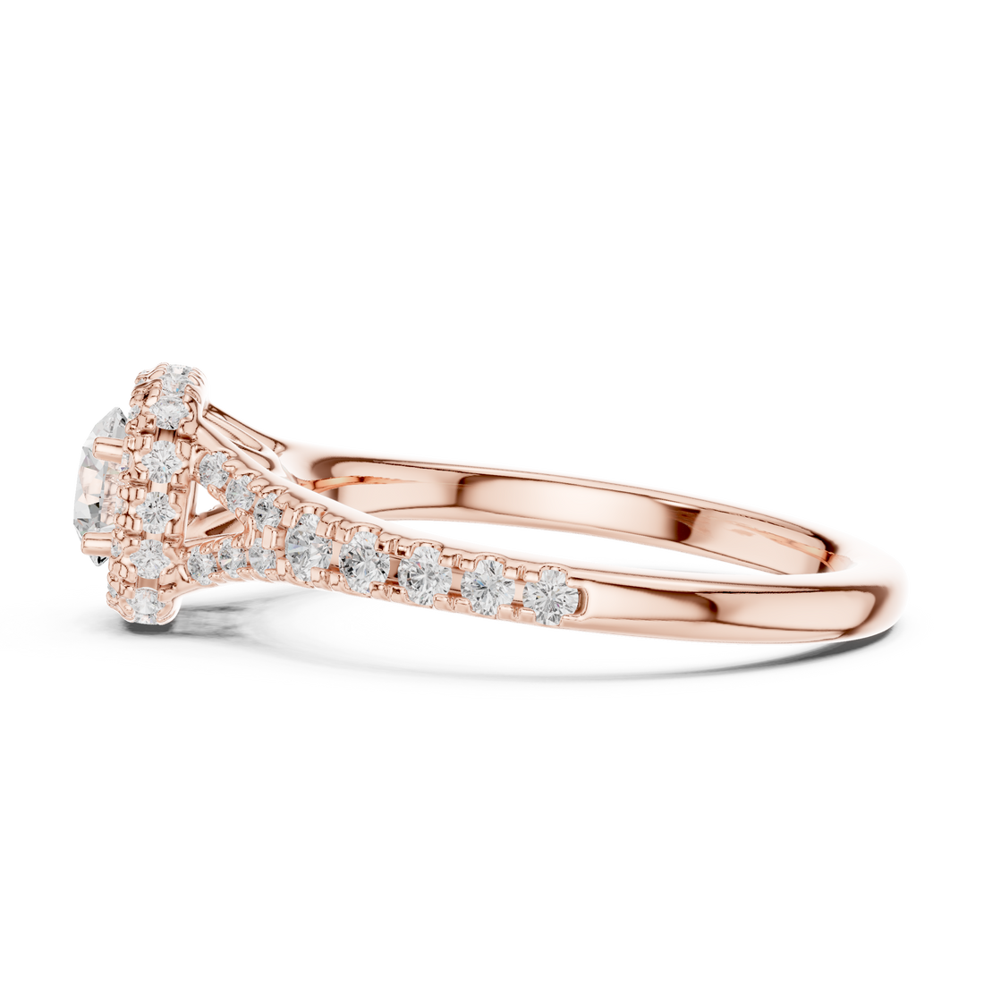 Vintage-Inspired Hidden Halo Diamond Ring with Pave Setting