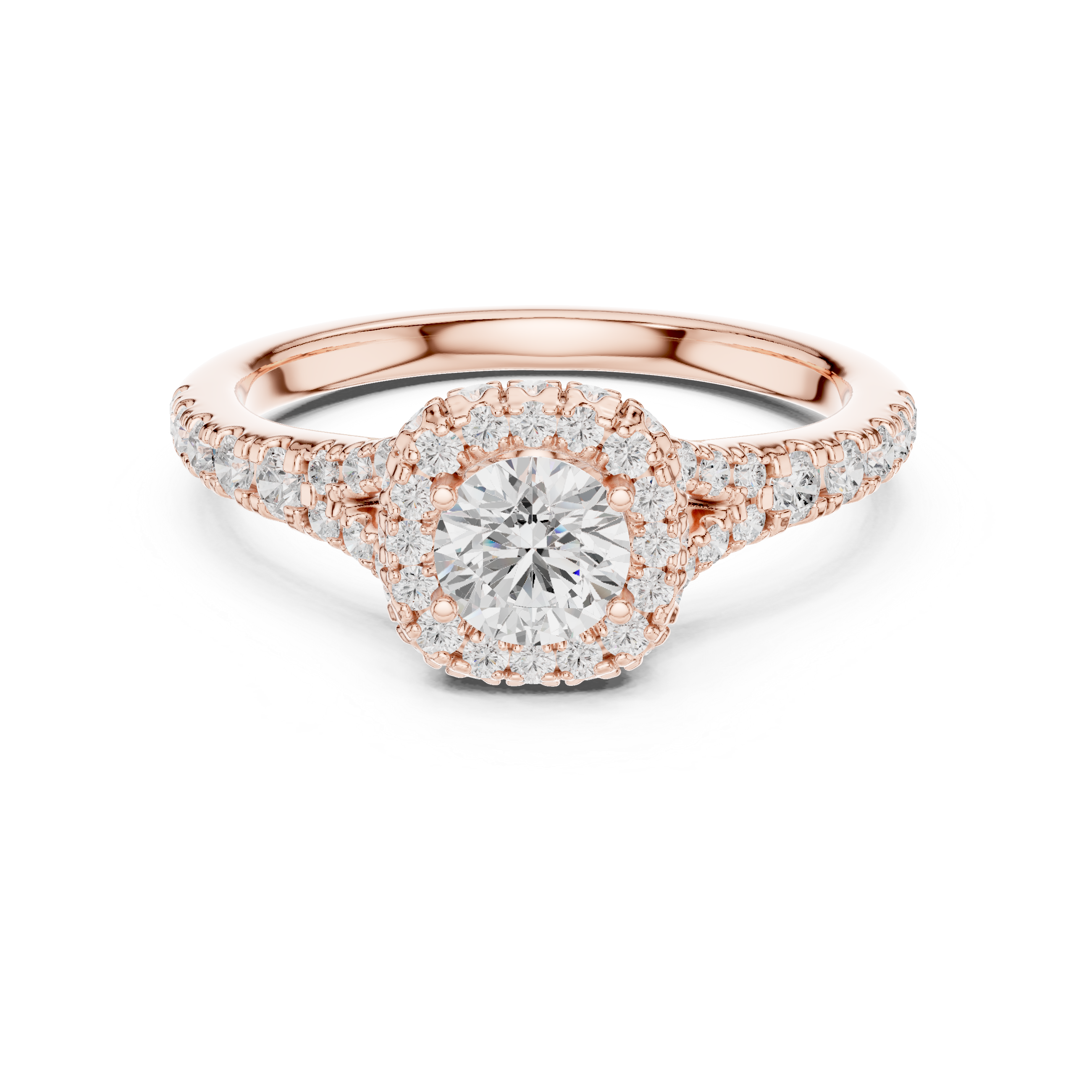 Vintage-Inspired Hidden Halo Diamond Ring with Pave Setting