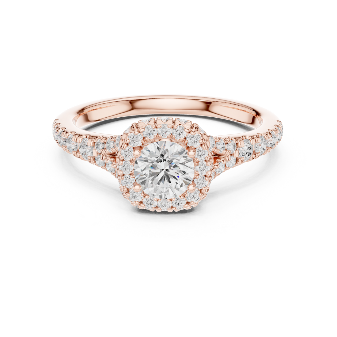 Vintage-Inspired Hidden Halo Diamond Ring with Pave Setting