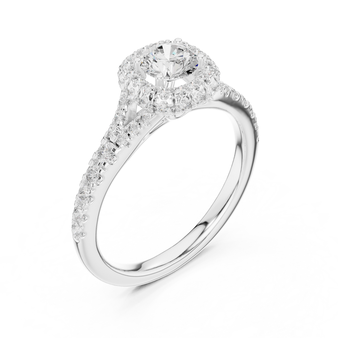 Vintage-Inspired Hidden Halo Diamond Ring with Pave Setting