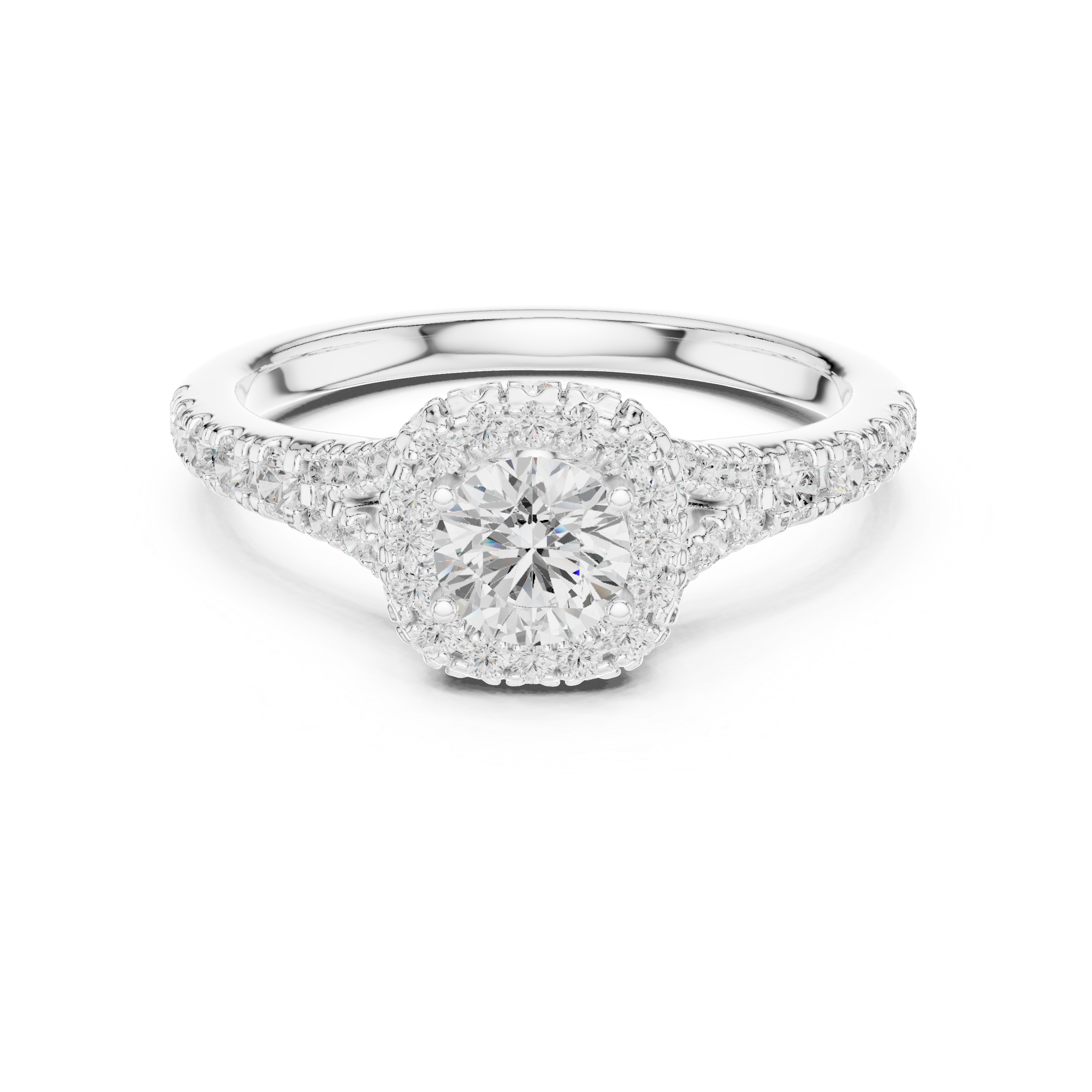 Vintage-Inspired Hidden Halo Diamond Ring with Pave Setting