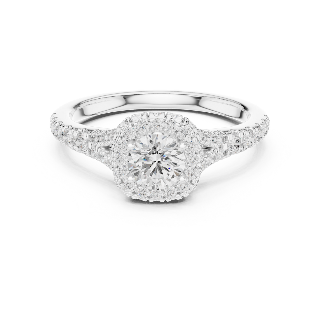 Vintage-Inspired Hidden Halo Diamond Ring with Pave Setting