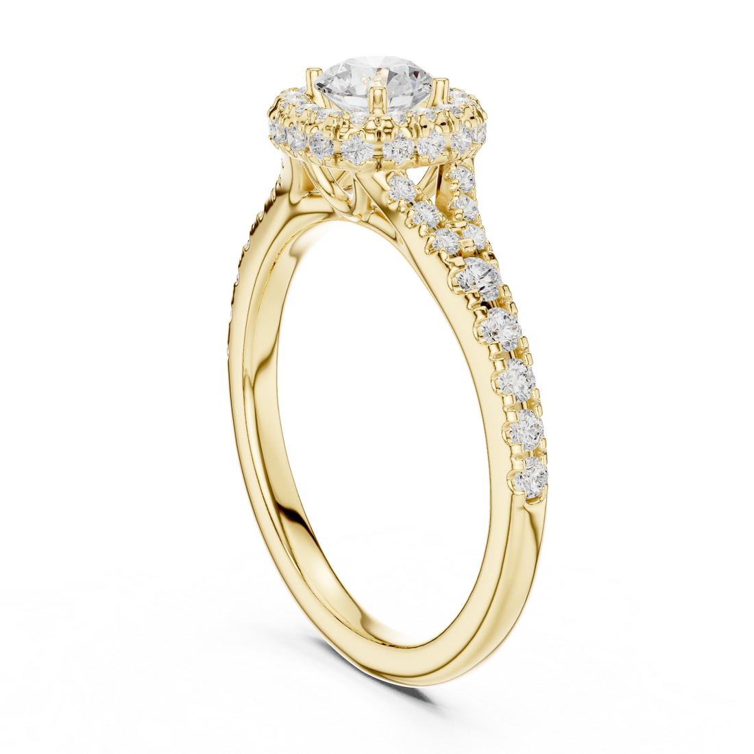 Vintage-Inspired Hidden Halo Diamond Ring with Pave Setting