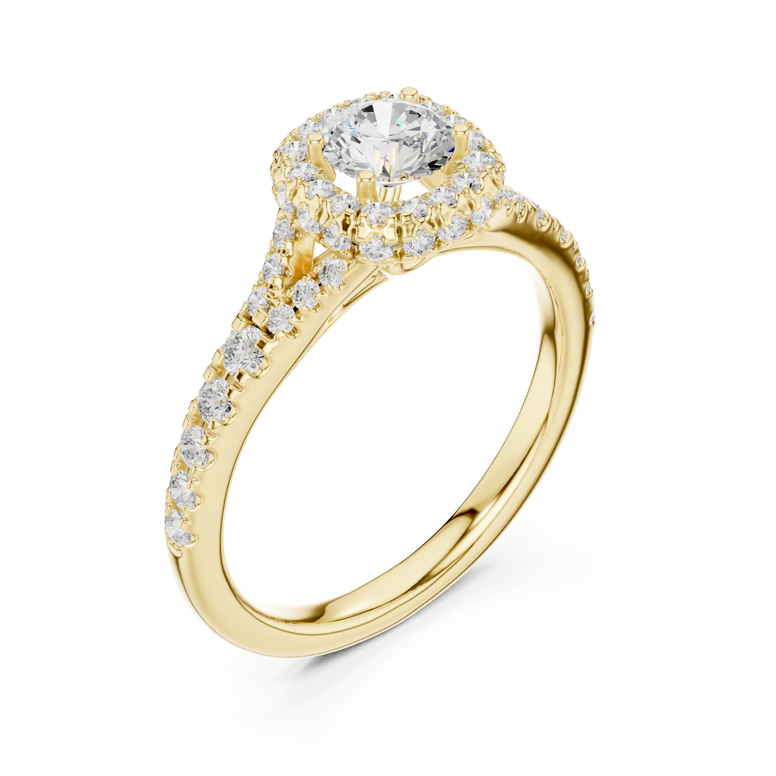 Vintage-Inspired Hidden Halo Diamond Ring with Pave Setting