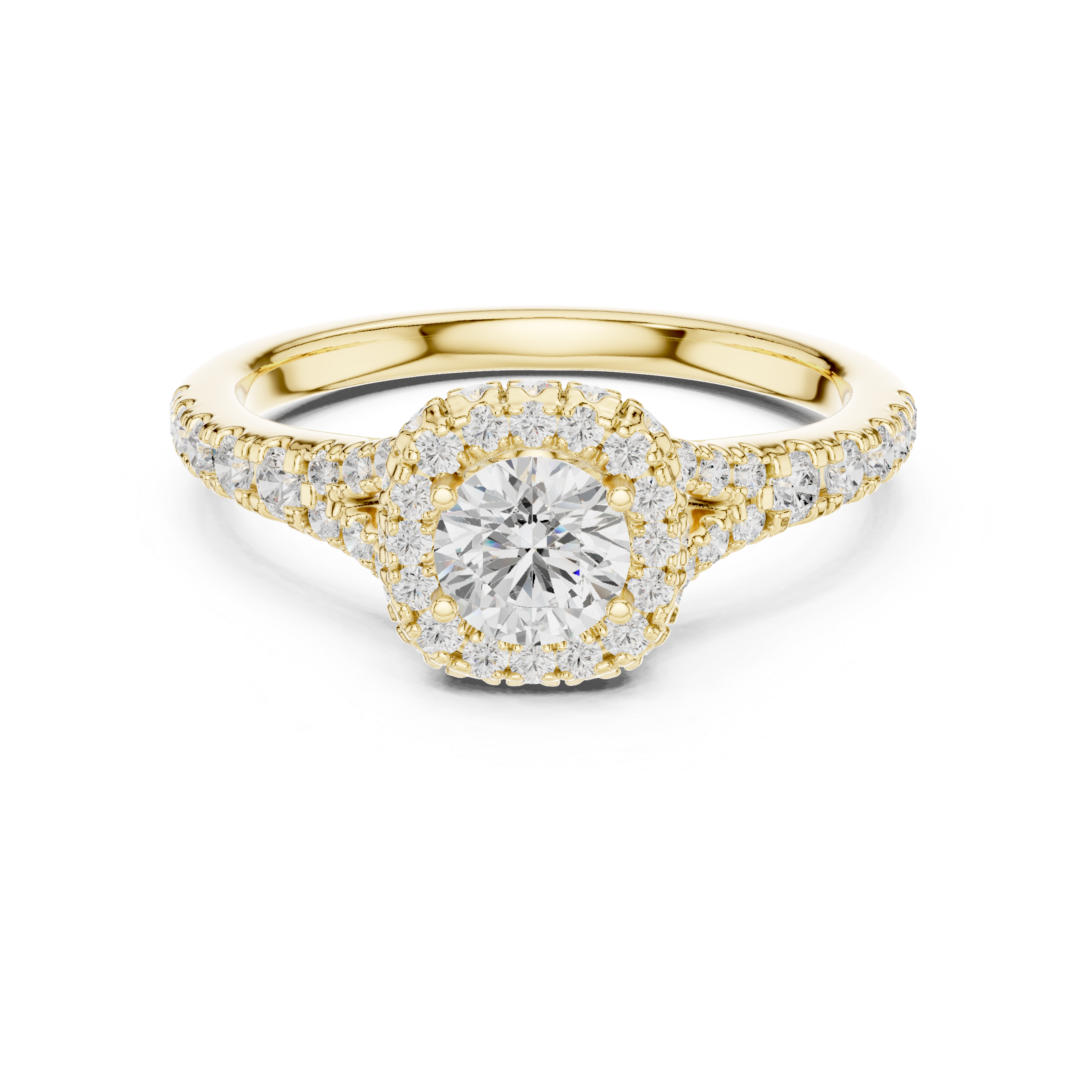 Vintage-Inspired Hidden Halo Diamond Ring with Pave Setting