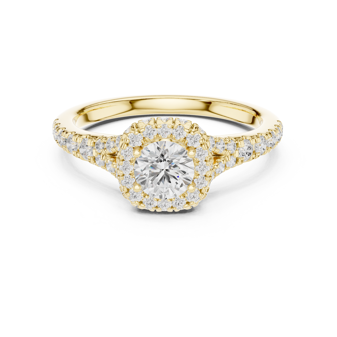 Vintage-Inspired Hidden Halo Diamond Ring with Pave Setting
