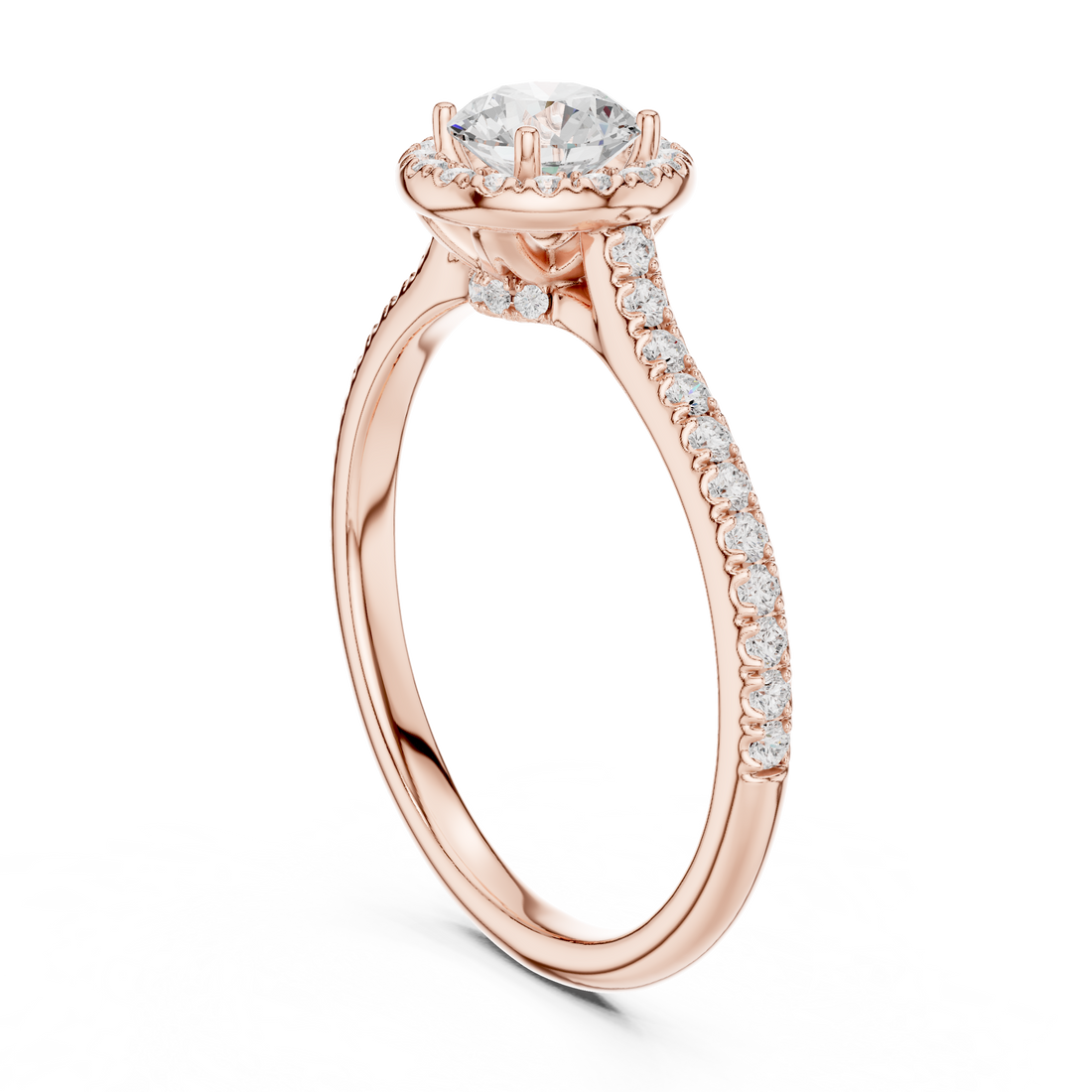 Daily Wear Simple Halo Diamond Ring with Detailed Side Stones