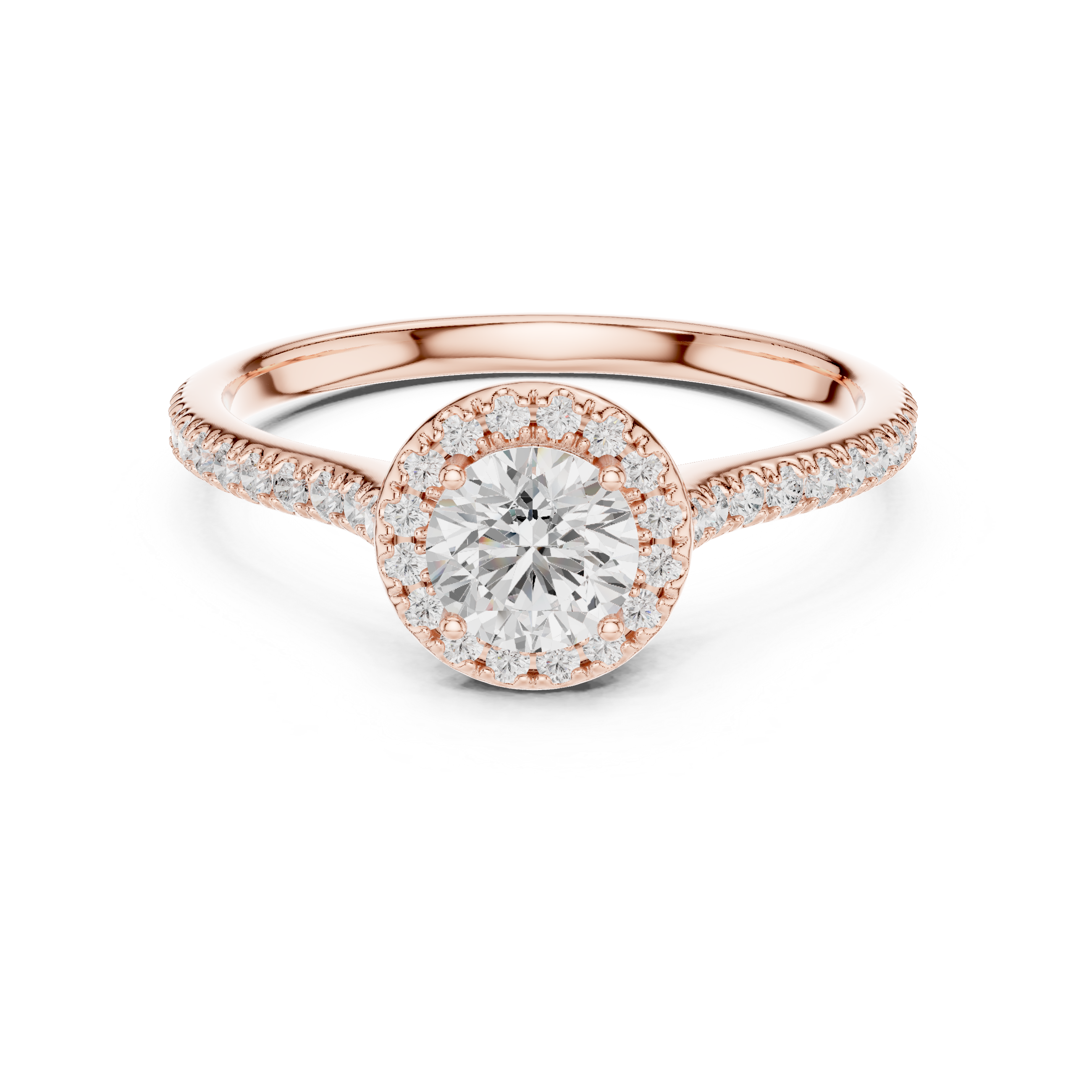 Daily Wear Simple Halo Diamond Ring with Detailed Side Stones