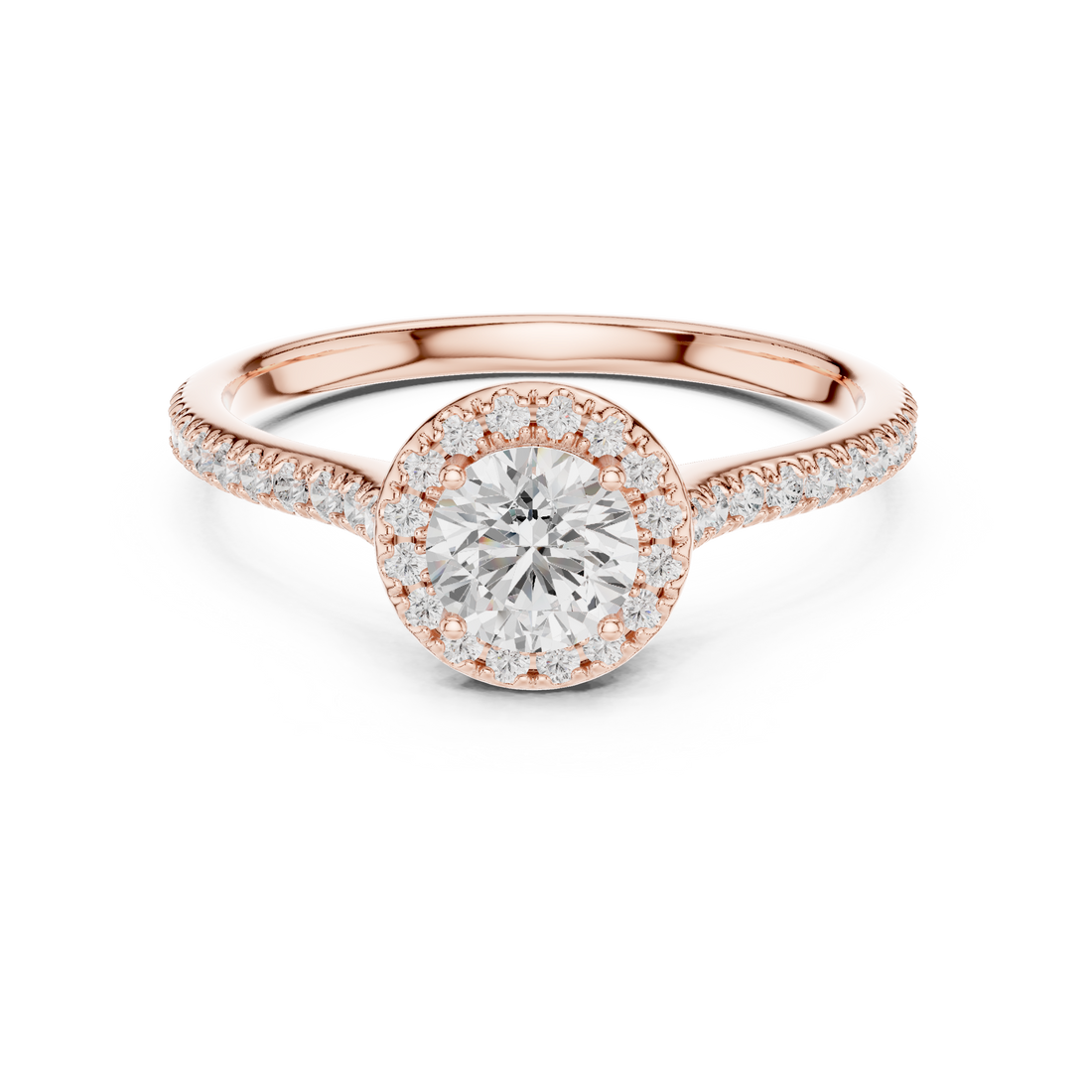 Daily Wear Simple Halo Diamond Ring with Detailed Side Stones