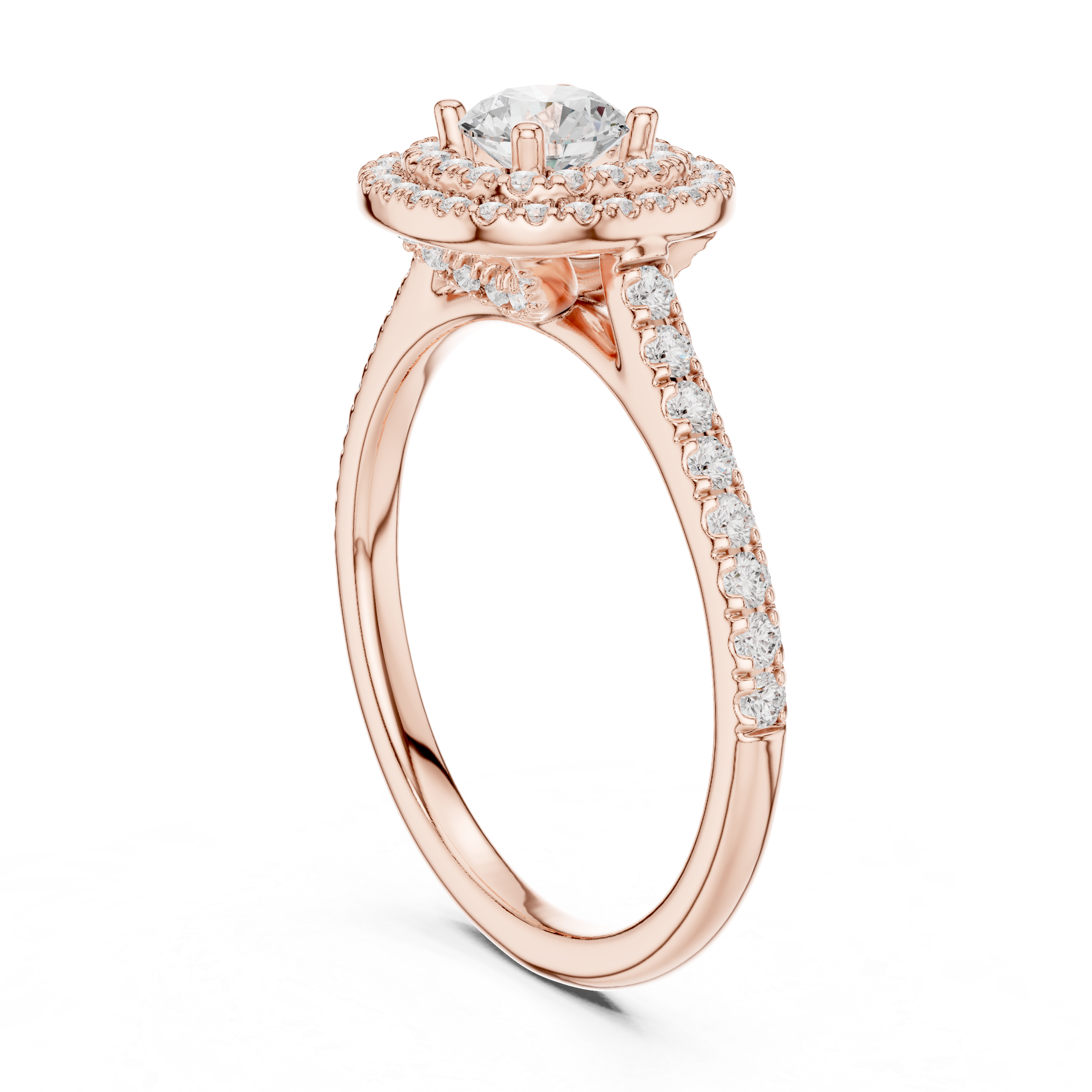 Designer Double Halo Diamond Ring with Fine Pave Detail
