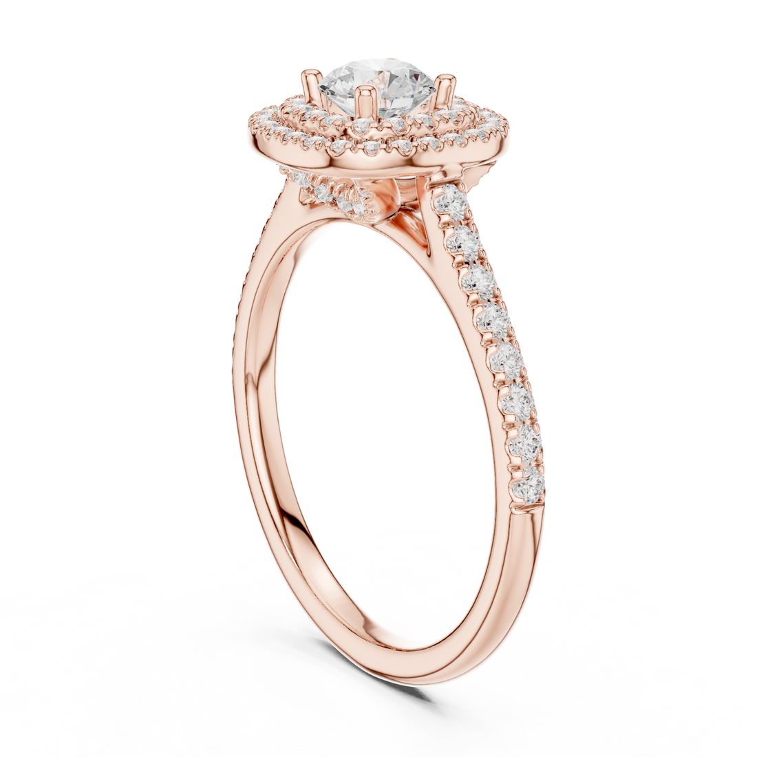 Designer Double Halo Diamond Ring with Fine Pave Detail