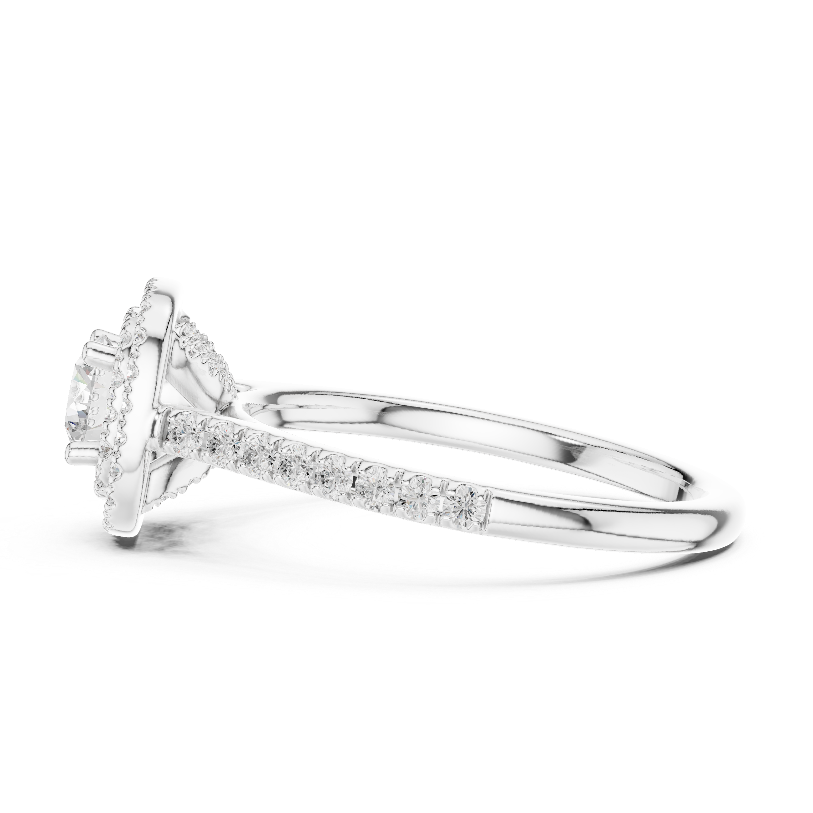 Designer Double Halo Diamond Ring with Fine Pave Detail