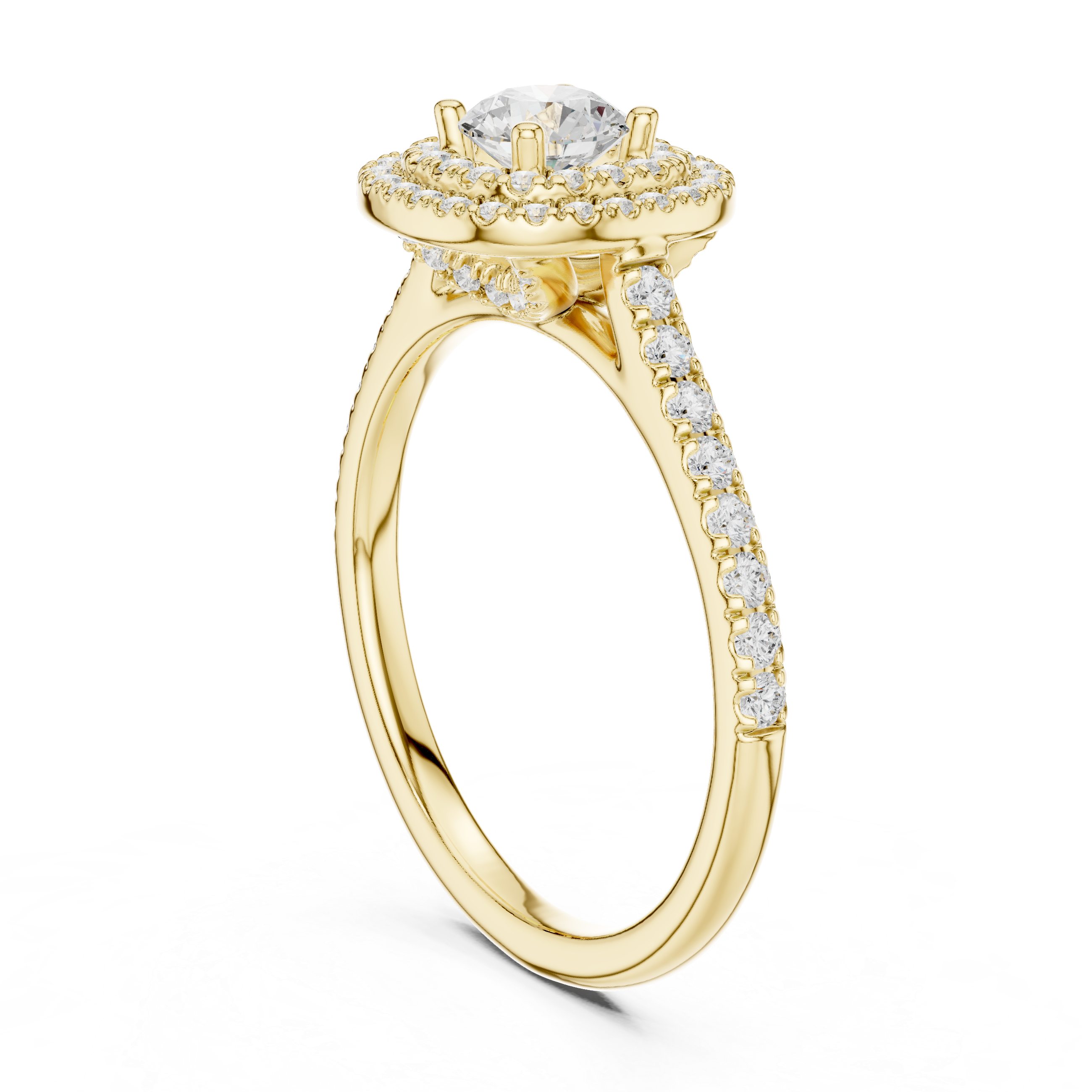 Designer Double Halo Diamond Ring with Fine Pave Detail