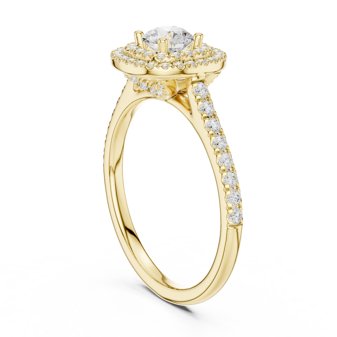 Designer Double Halo Diamond Ring with Fine Pave Detail