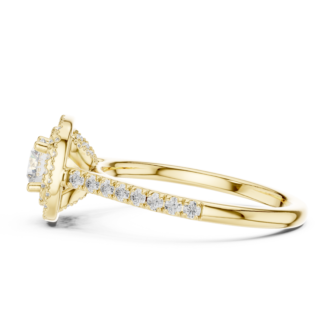 Designer Double Halo Diamond Ring with Fine Pave Detail
