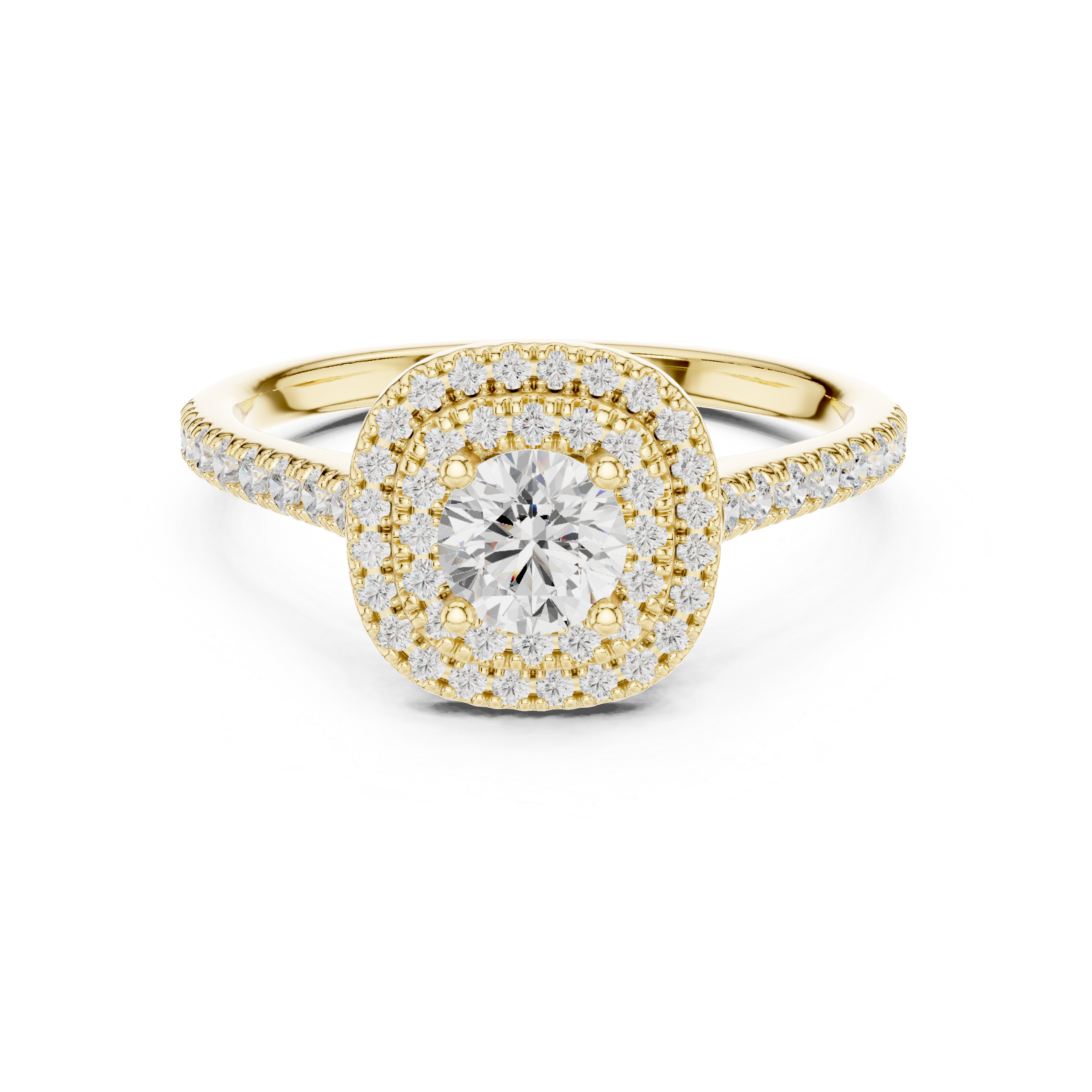 Designer Double Halo Diamond Ring with Fine Pave Detail