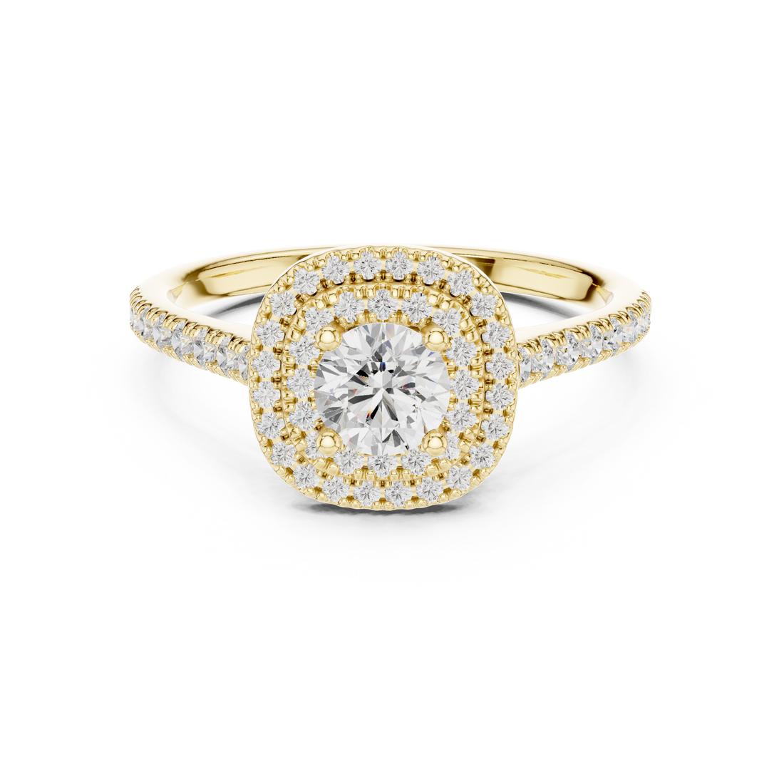 Designer Double Halo Diamond Ring with Fine Pave Detail