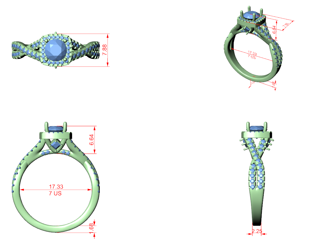 Brilliant Round Halo Ring with Twisted Pave Band for Her