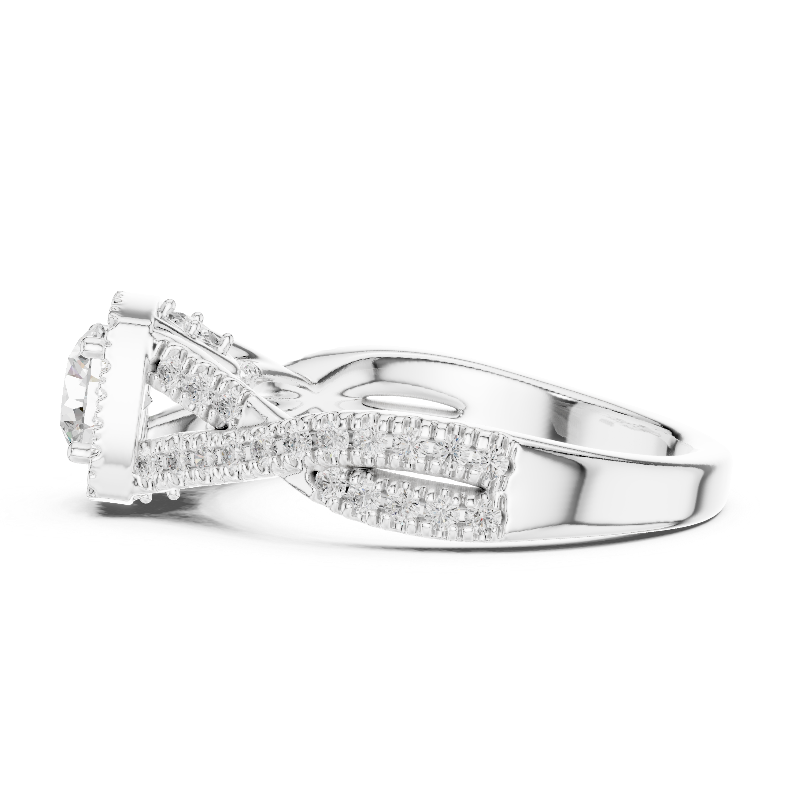 Brilliant Round Halo Ring with Twisted Pave Band for Her