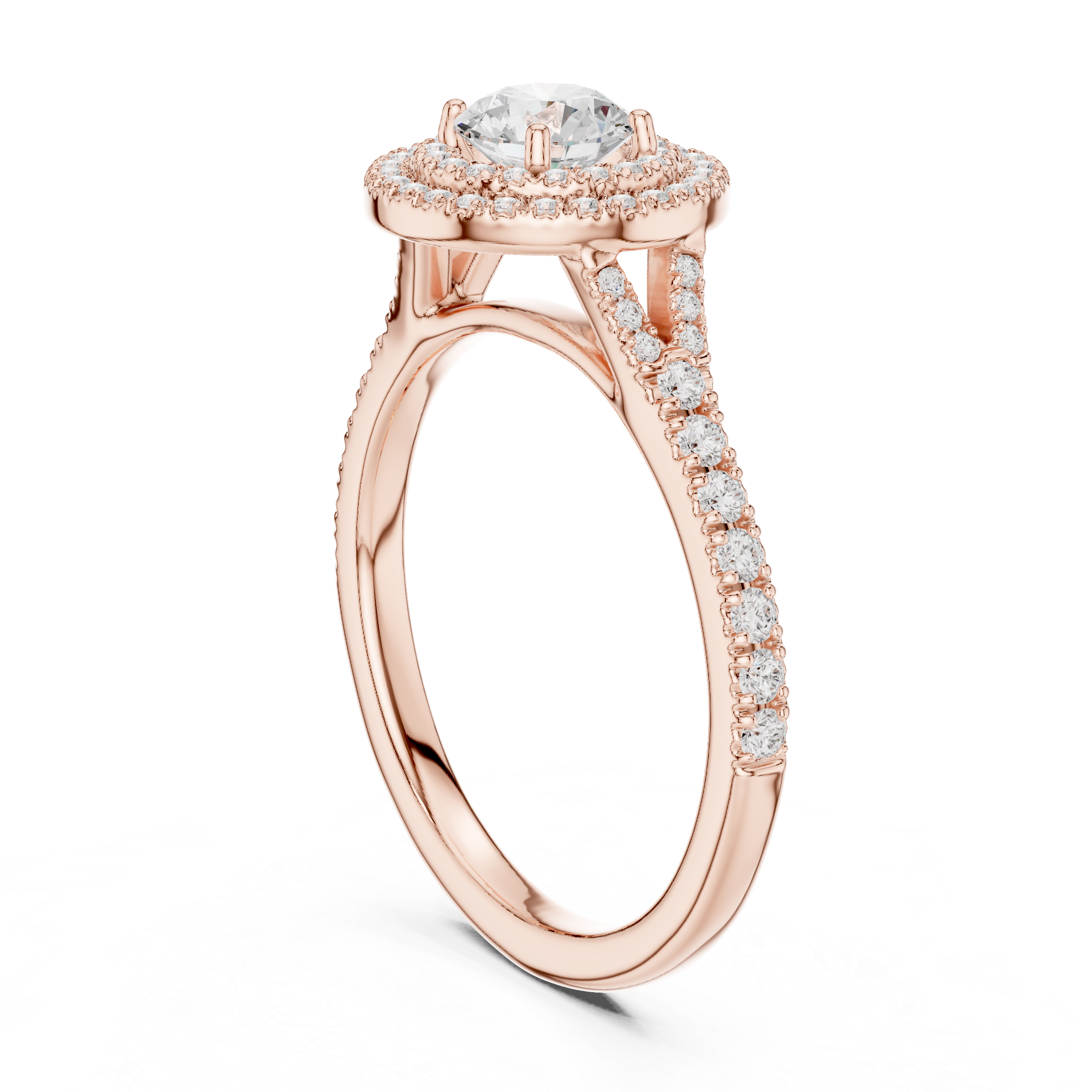 Double Halo Simple Round Diamond Engagement Wedding Ring