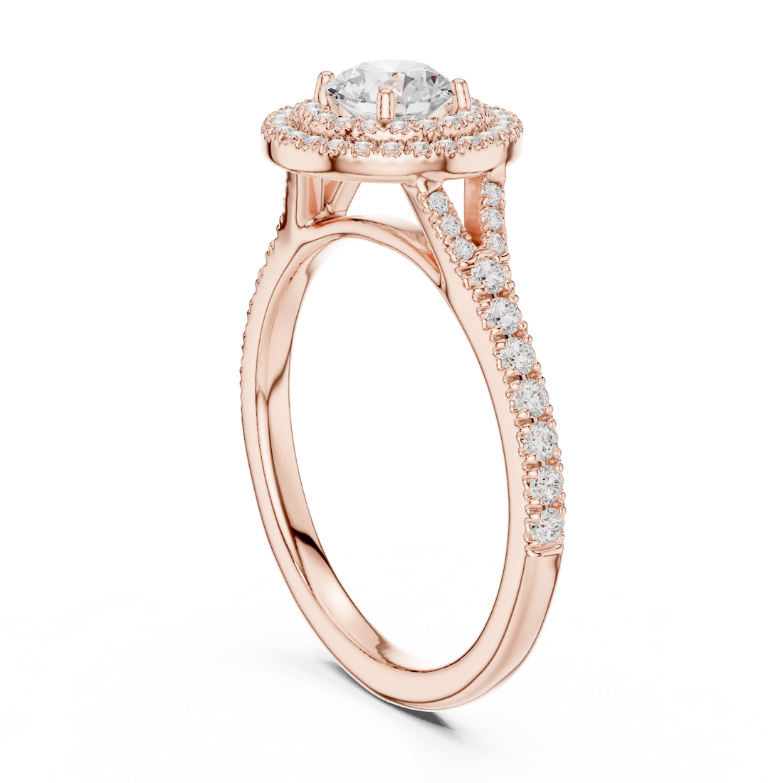Double Halo Simple Round Diamond Engagement Wedding Ring
