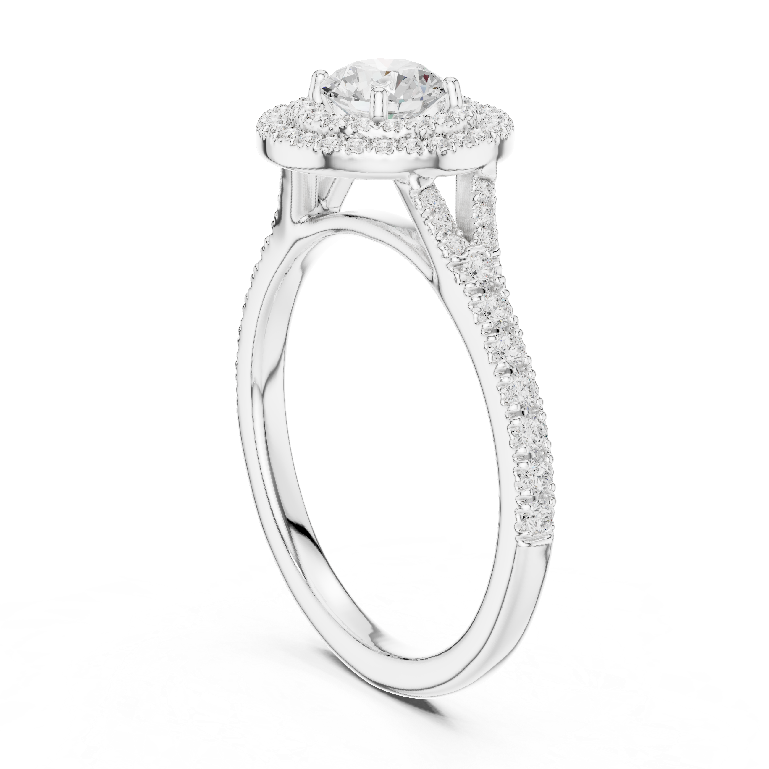 Double Halo Simple Round Diamond Engagement Wedding Ring