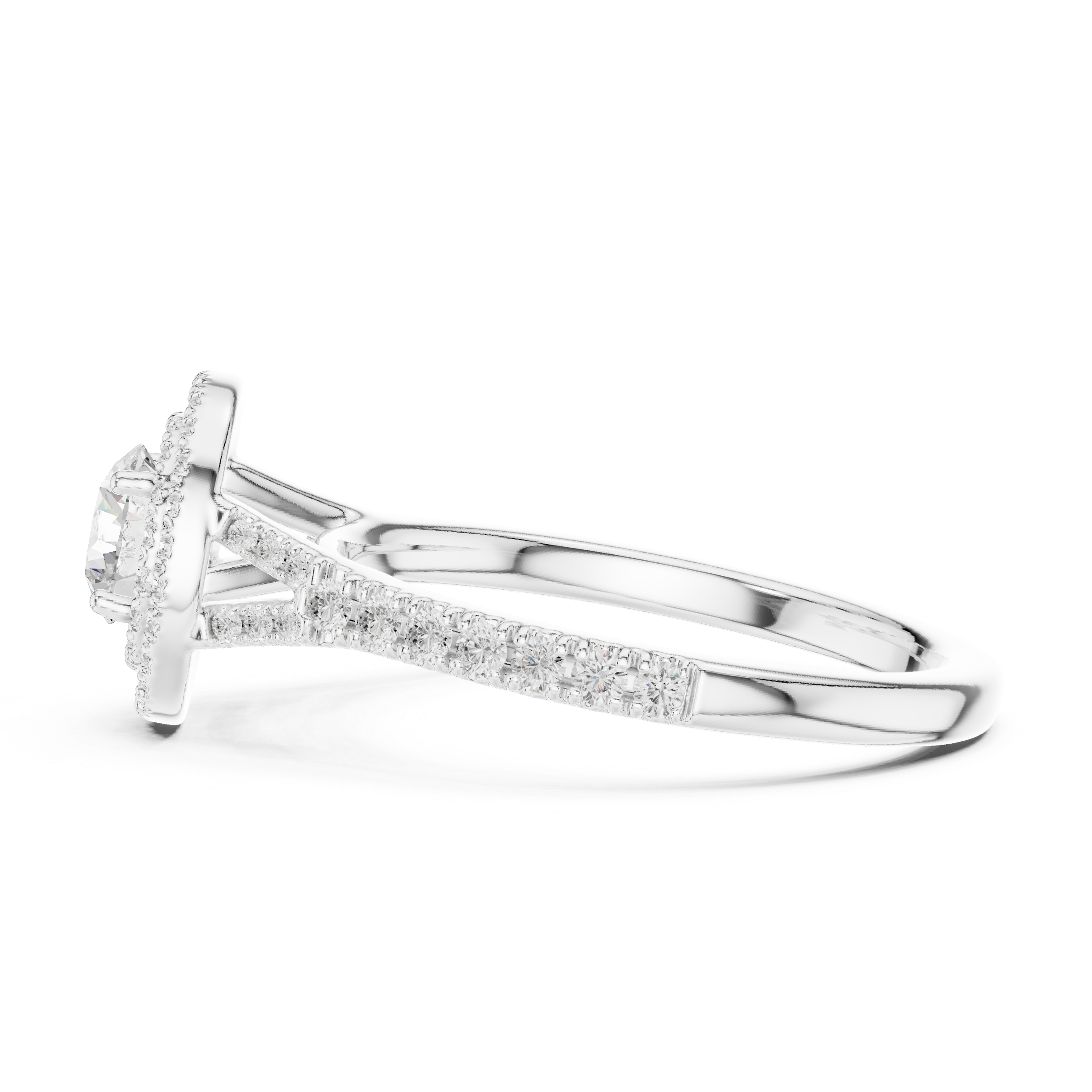 Double Halo Simple Round Diamond Engagement Wedding Ring
