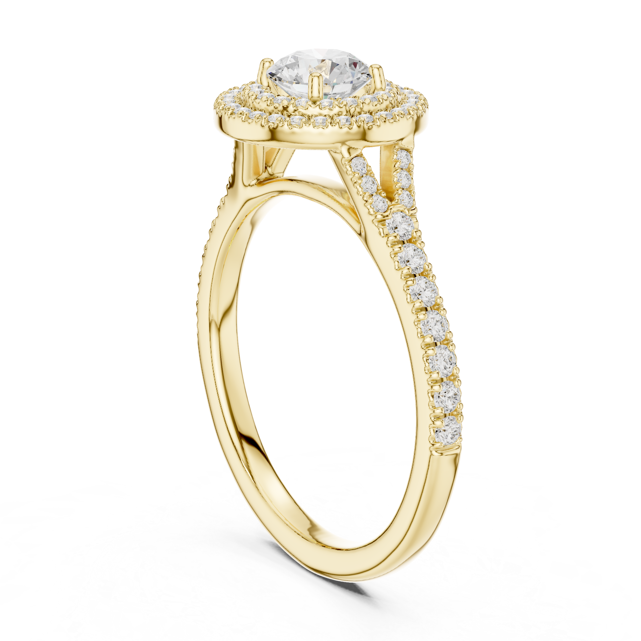 Double Halo Simple Round Diamond Engagement Wedding Ring