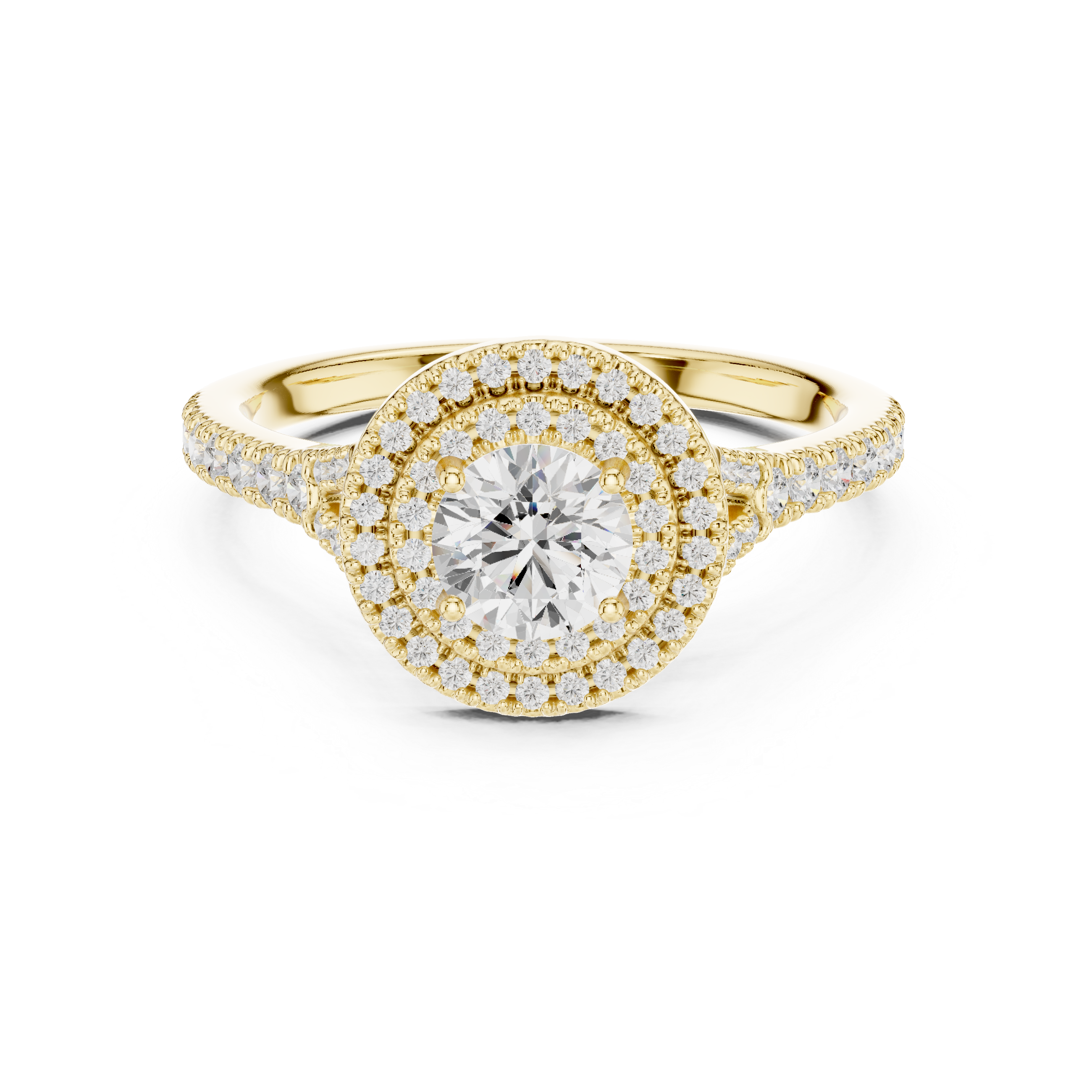 Double Halo Simple Round Diamond Engagement Wedding Ring