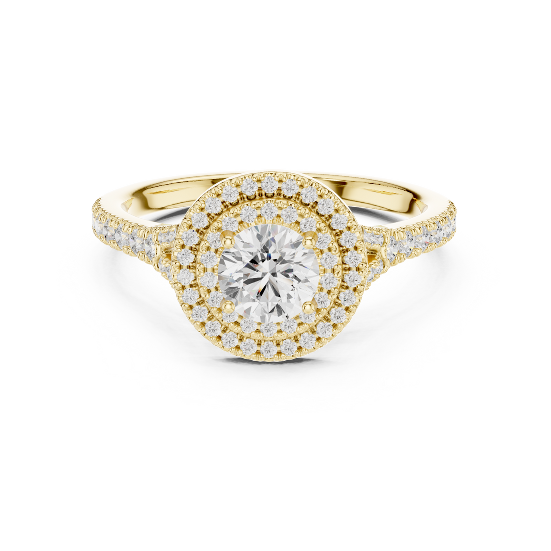 Double Halo Simple Round Diamond Engagement Wedding Ring