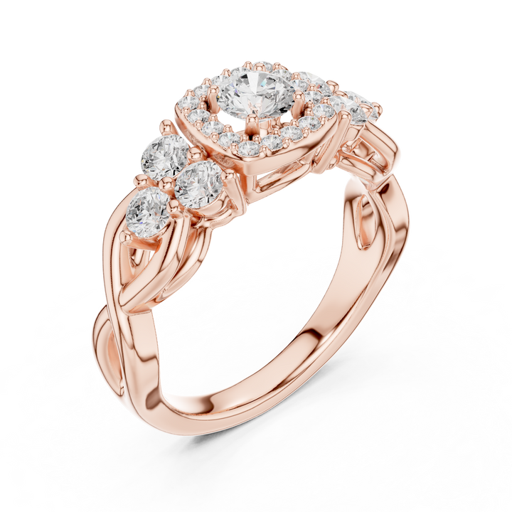 Infinity Loop Halo Diamond Ring with Micro Pave Band