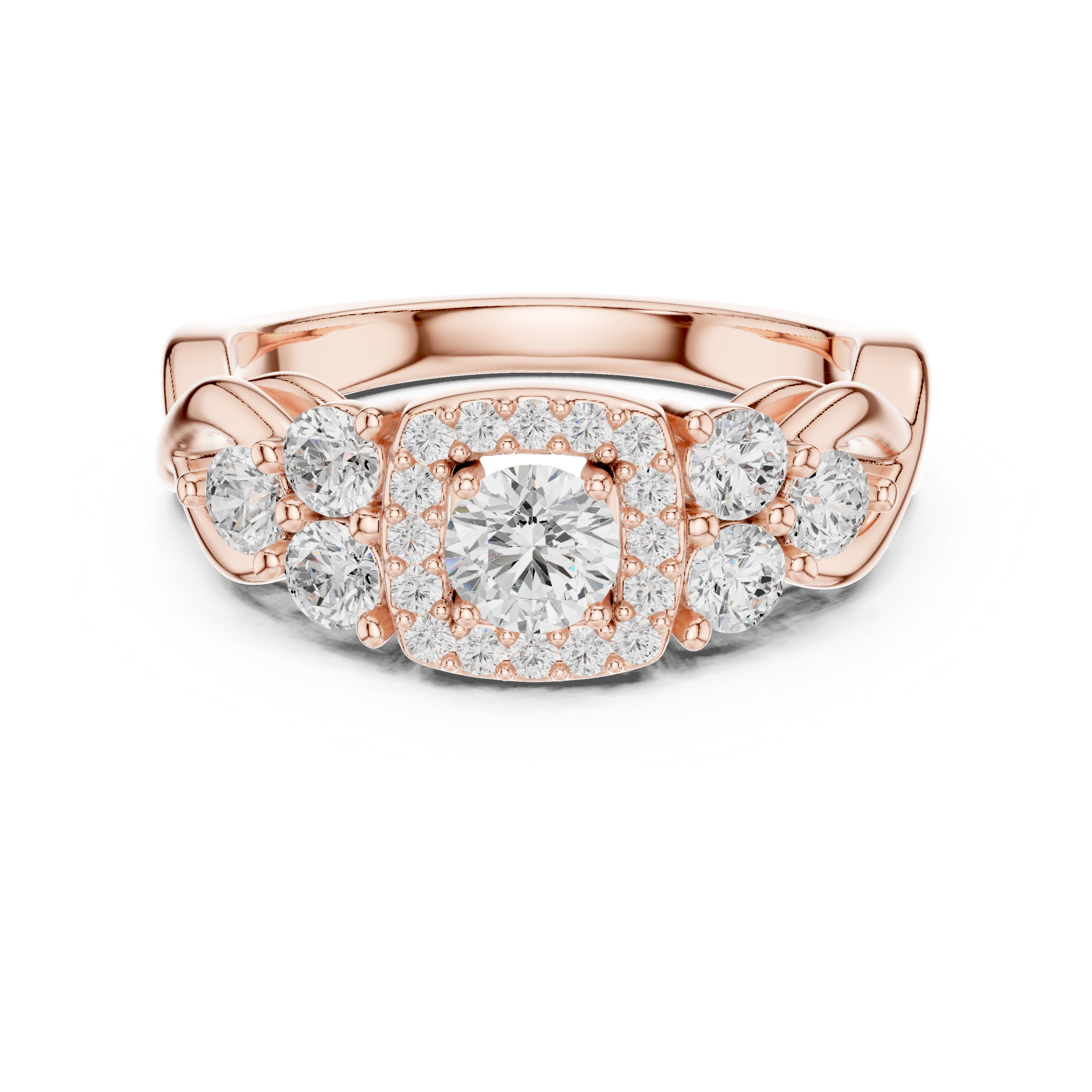 Infinity Loop Halo Diamond Ring with Micro Pave Band